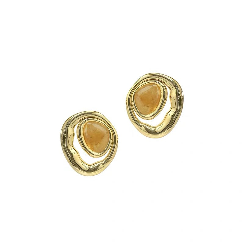 Velora Solo Natural Stone Statement Earrings