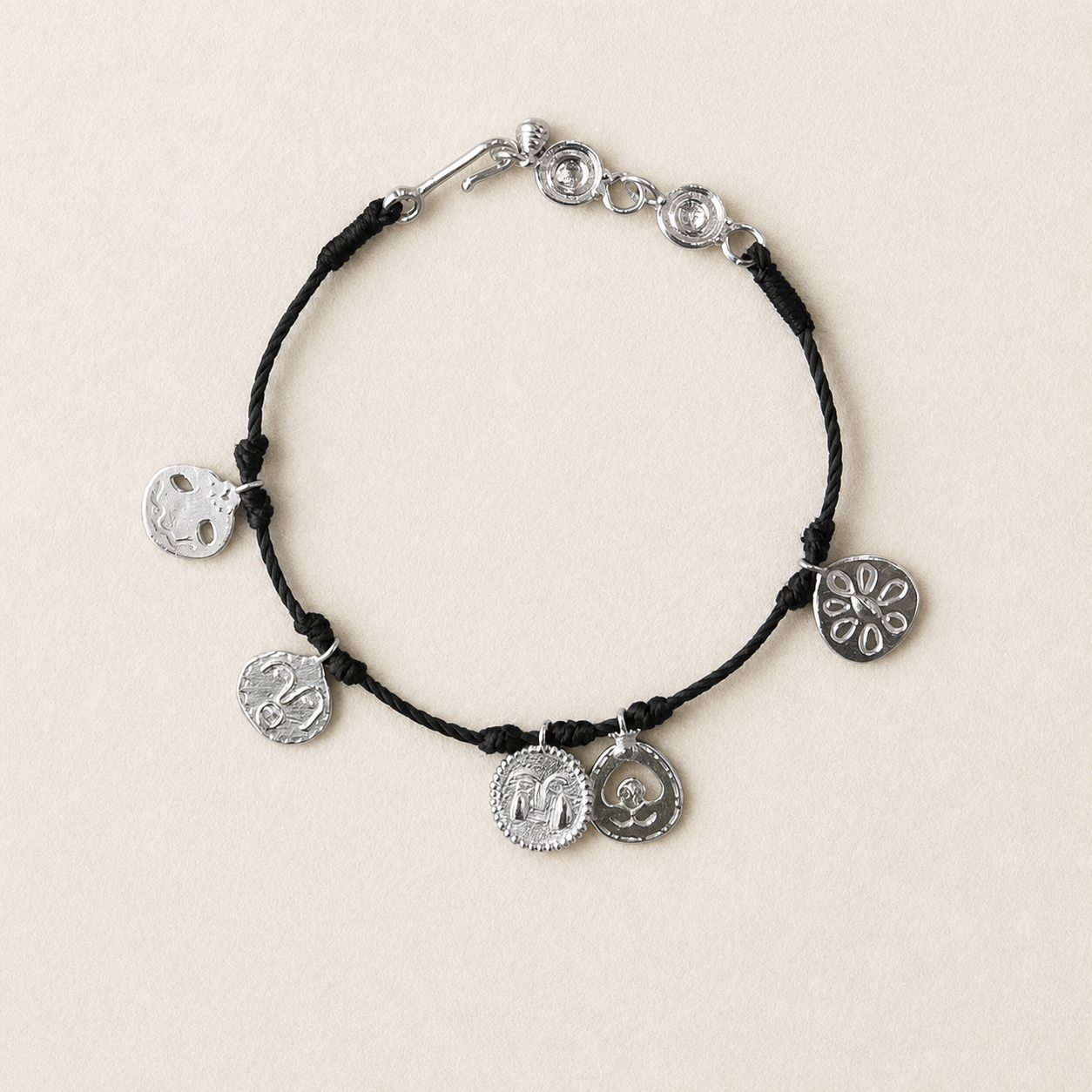 Vintage Coin Charm Cord Bracelet