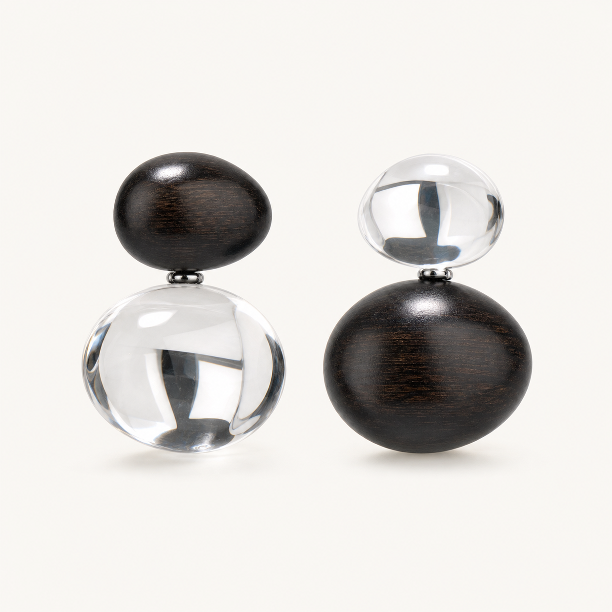 Clear Quartz Ebony Drop Earrings