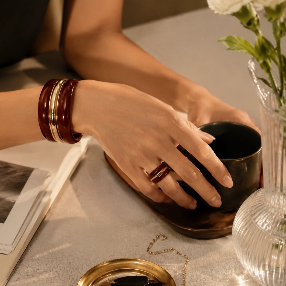 Wine Enamel Cuff