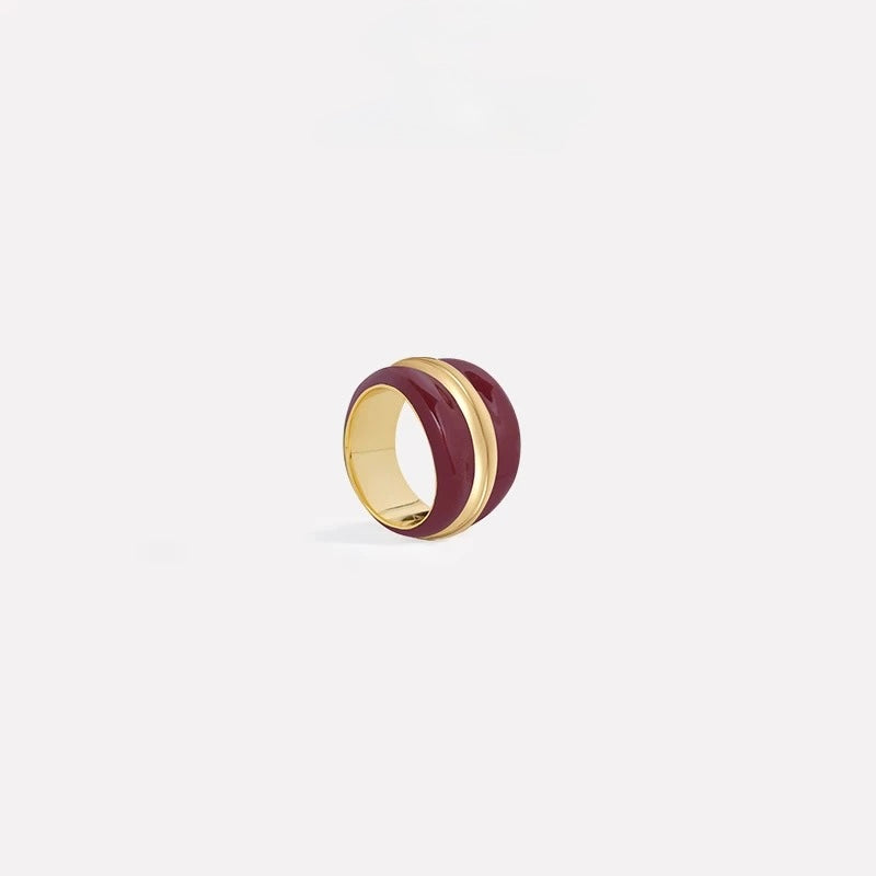 Wine Enamel Ring
