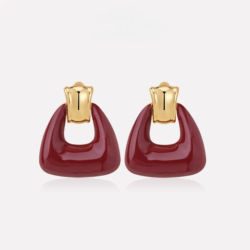 Wine Enamel Earrings