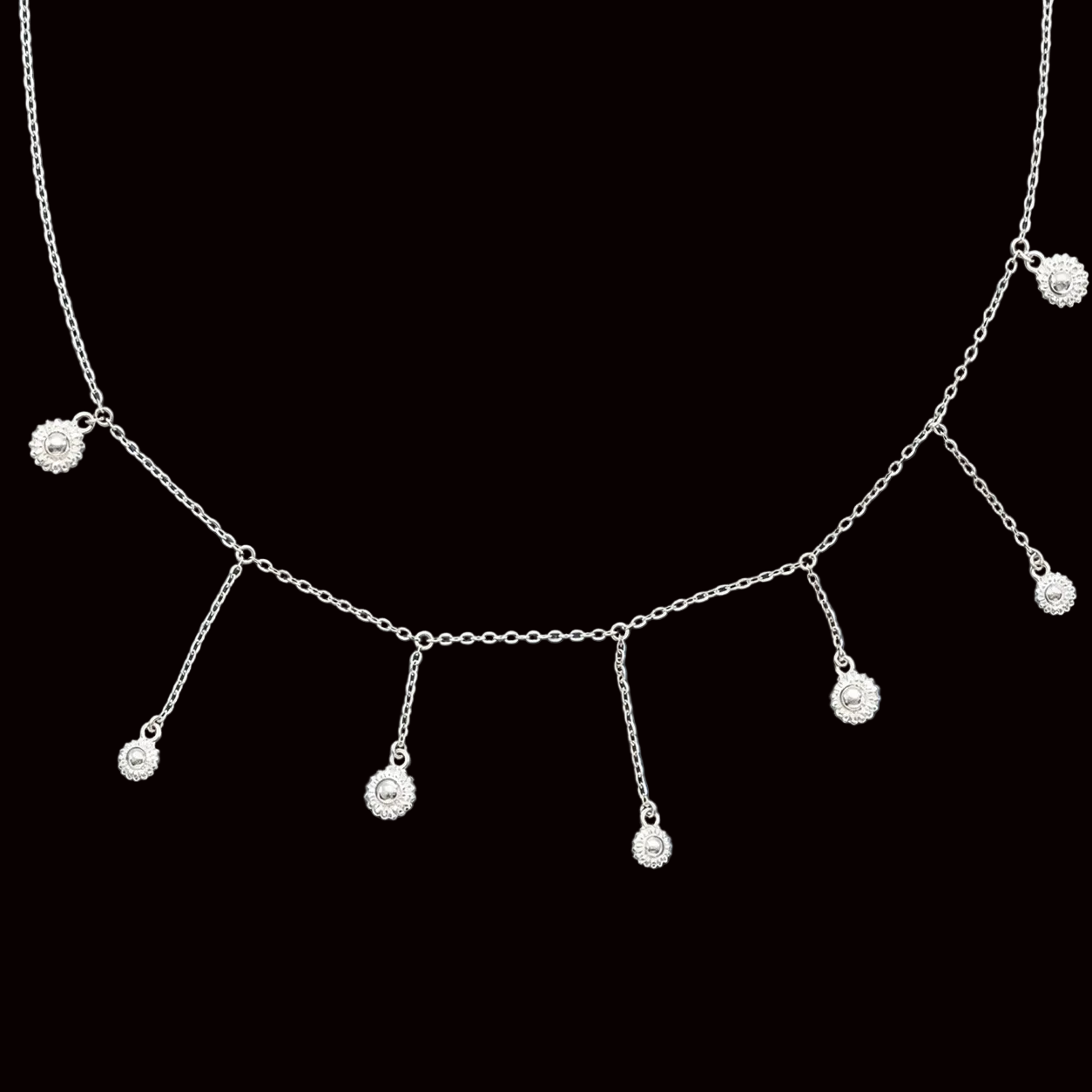 Silver Bloom Tassel Necklace (Long)