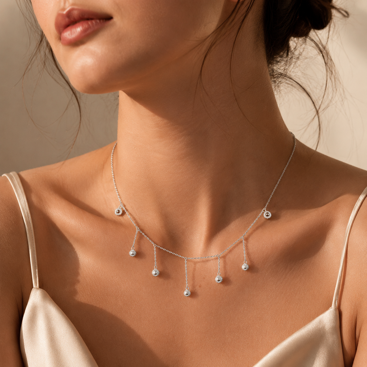 Silver Bloom Tassel Necklace (Long)