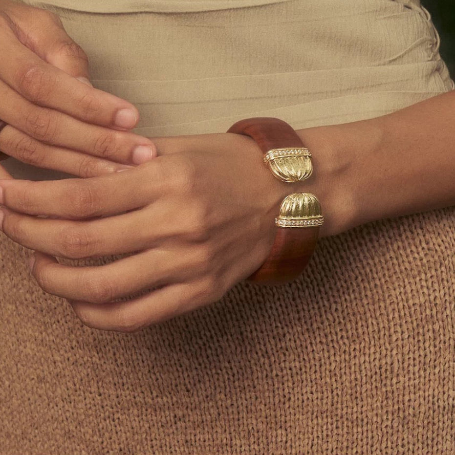Tane Wood & Crystal Cuff Bracelet