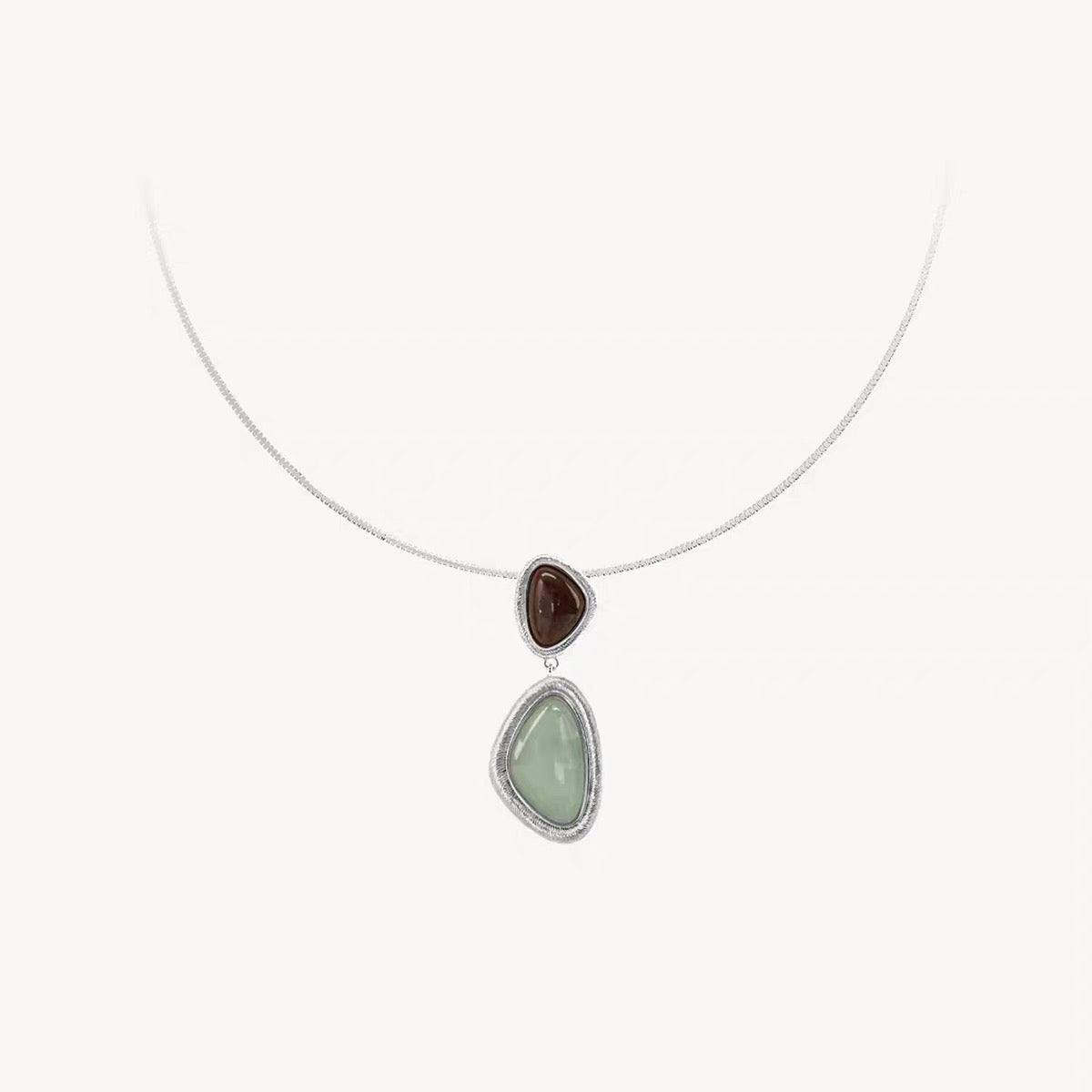 Velora Duet Natural Stone Pendant Necklace