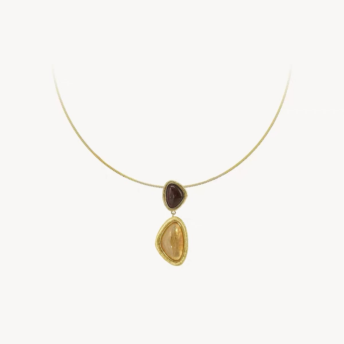 Velora Duet Natural Stone Pendant Necklace