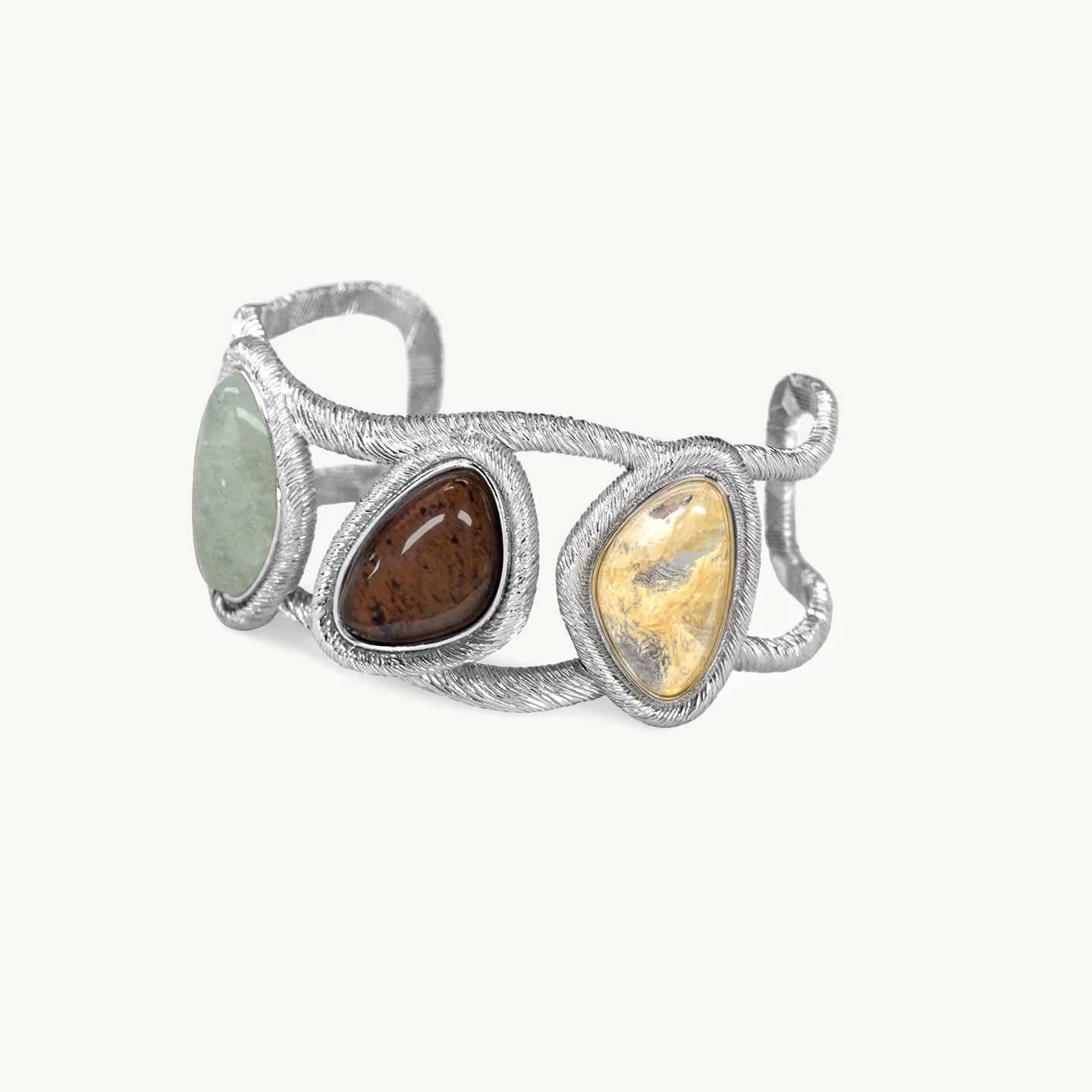 Velora Three-Stone Natural Stone Cuff