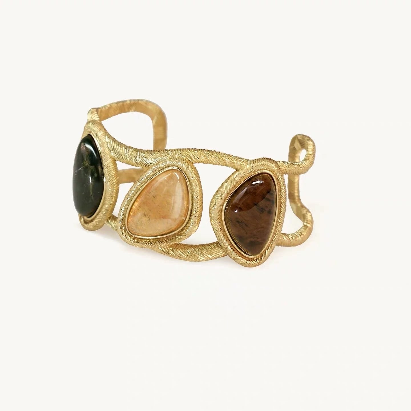Velora Three-Stone Natural Stone Cuff