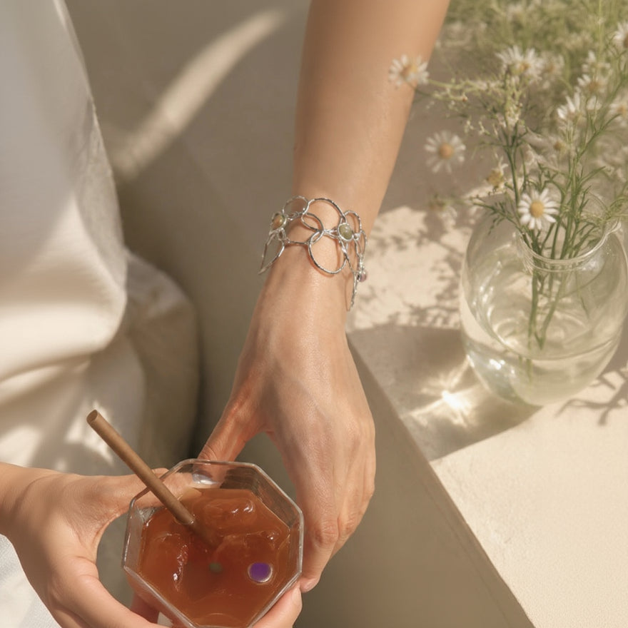 Flora Openwork Flower Cuff Bracelet