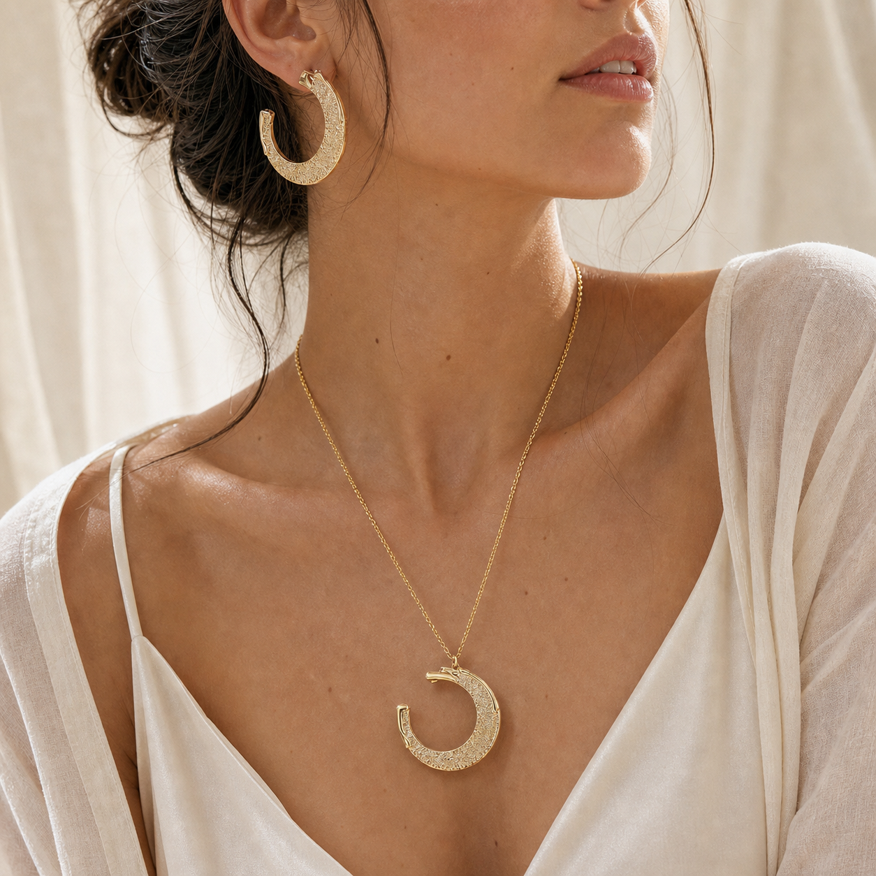 Gilded Crescent Necklace