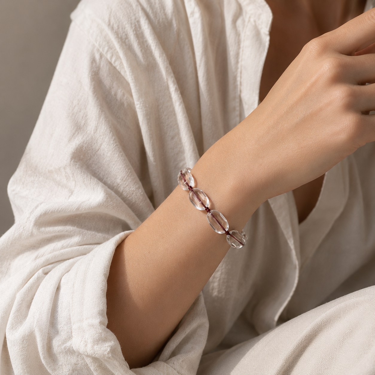 Clear Quartz Dewdrop Bracelet