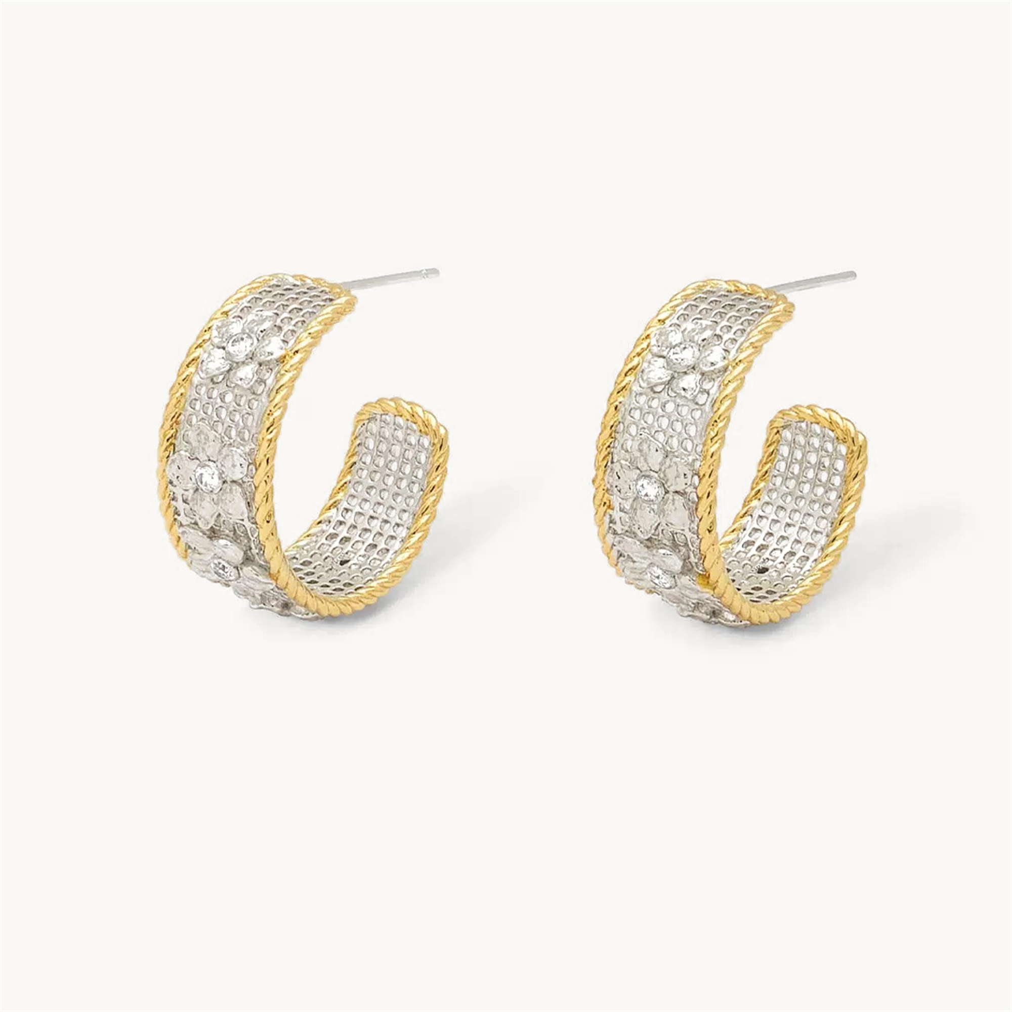 Garden Lace Floral Hoop Earrings
