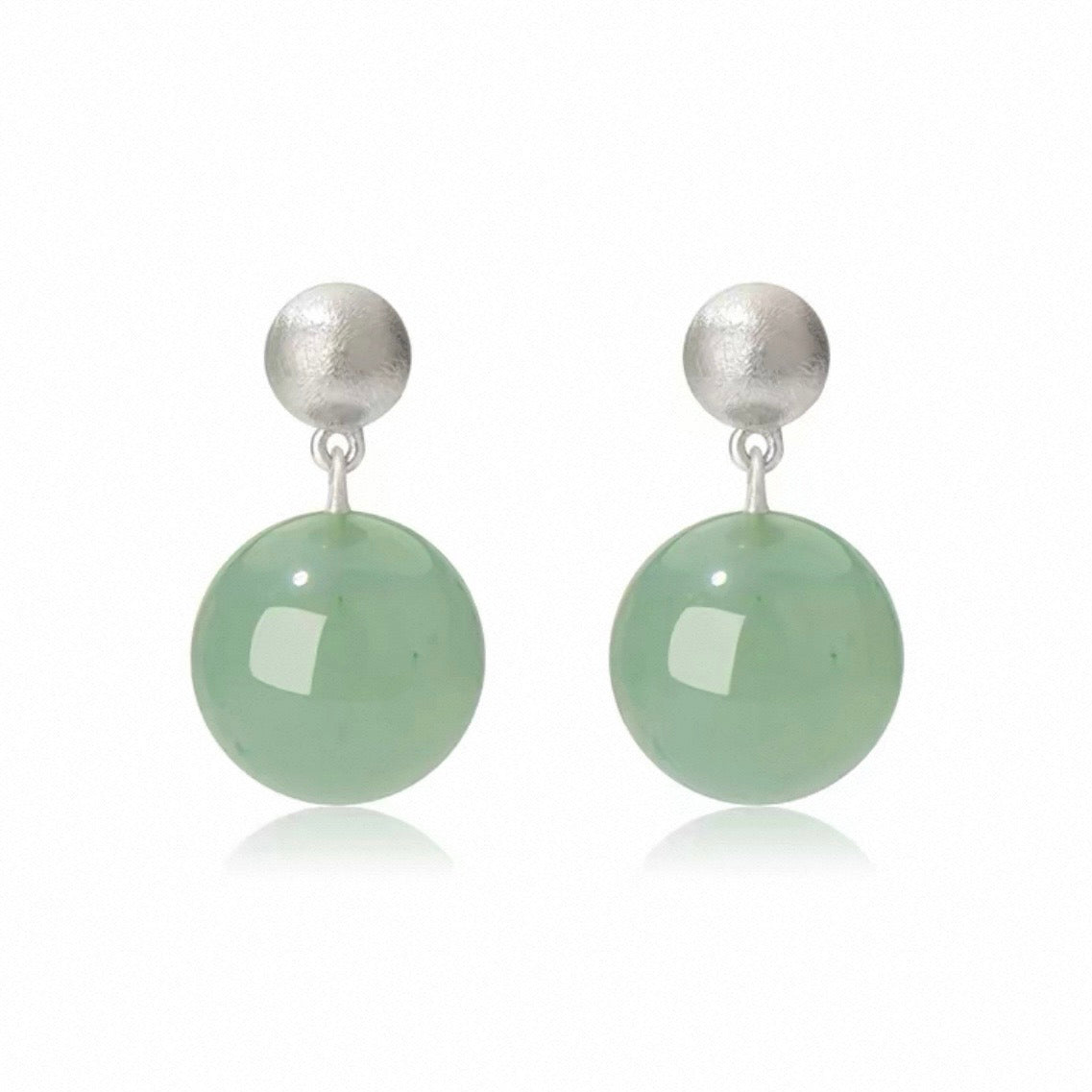 Acqua Round Green Aventurine Drop Earrings