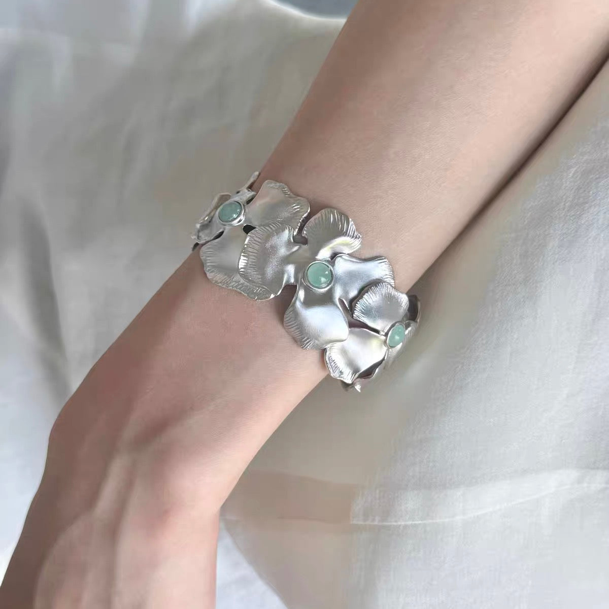 Green Aventurine Iris Cuff Bracelet