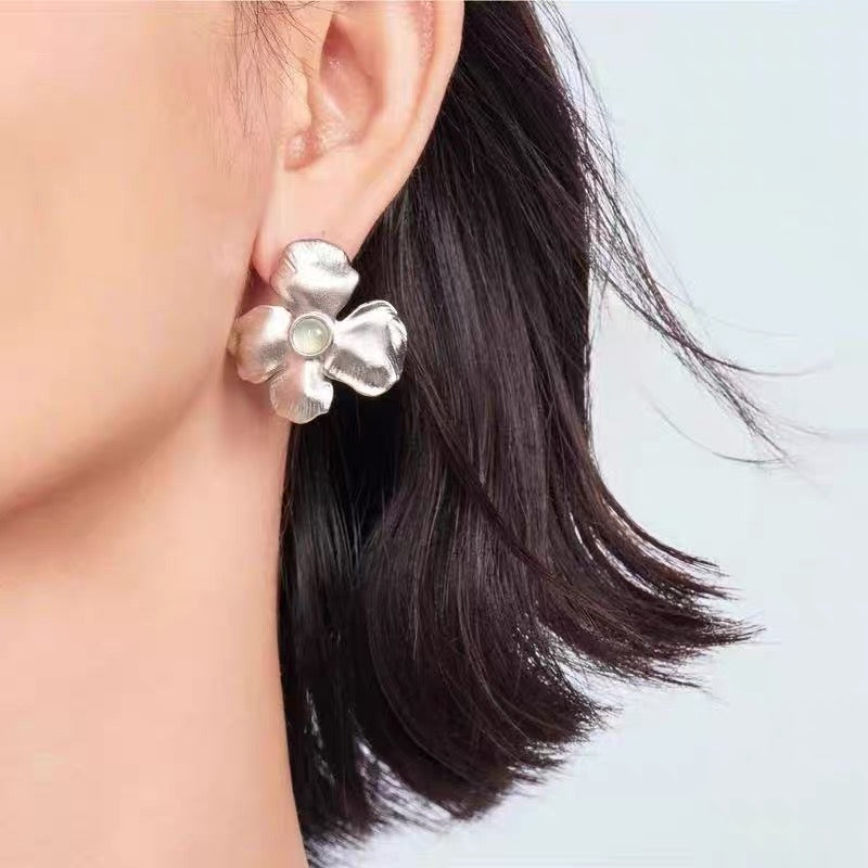 Green Aventurine Iris Statement Earrings