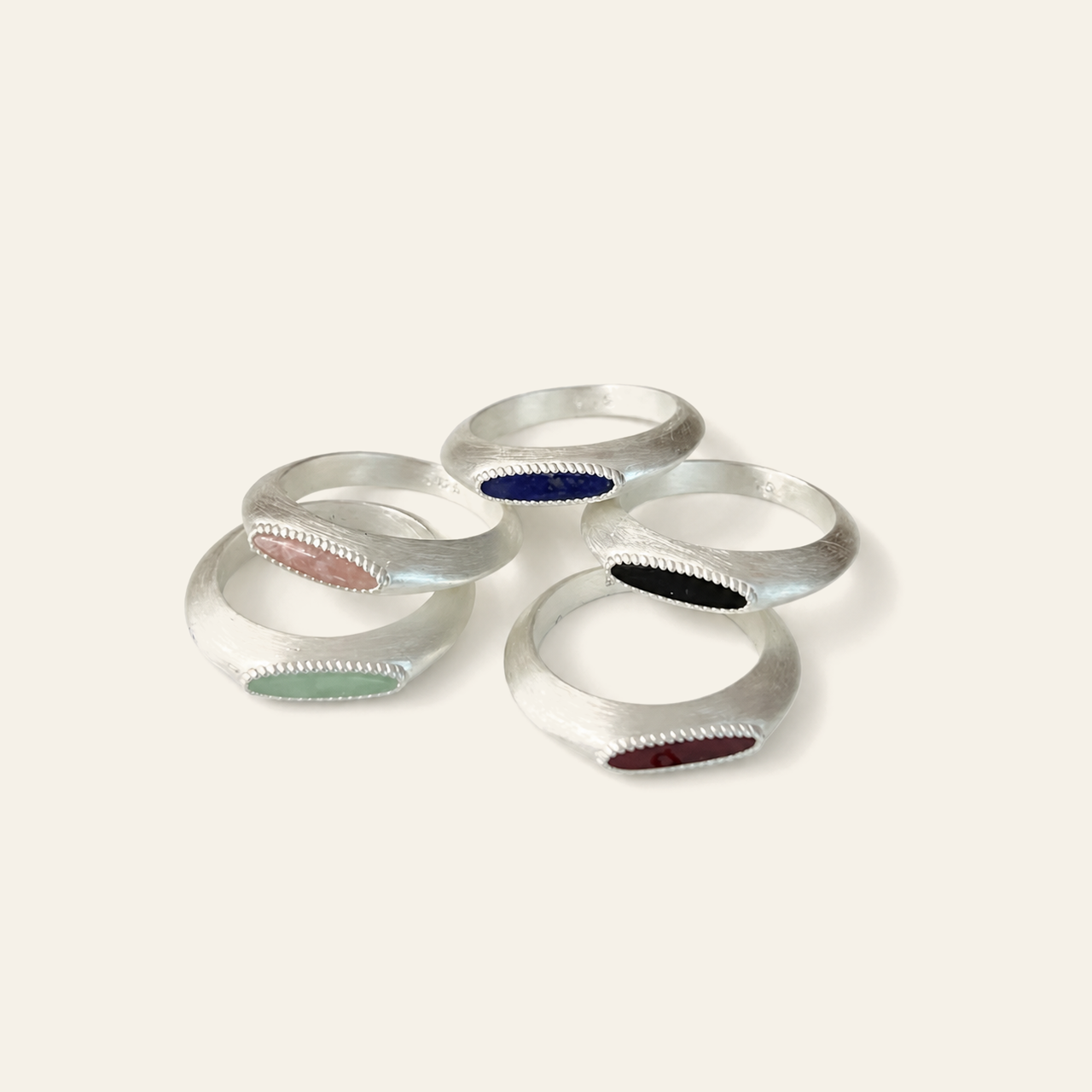 Soft Ridge Natural Gemstone Ring
