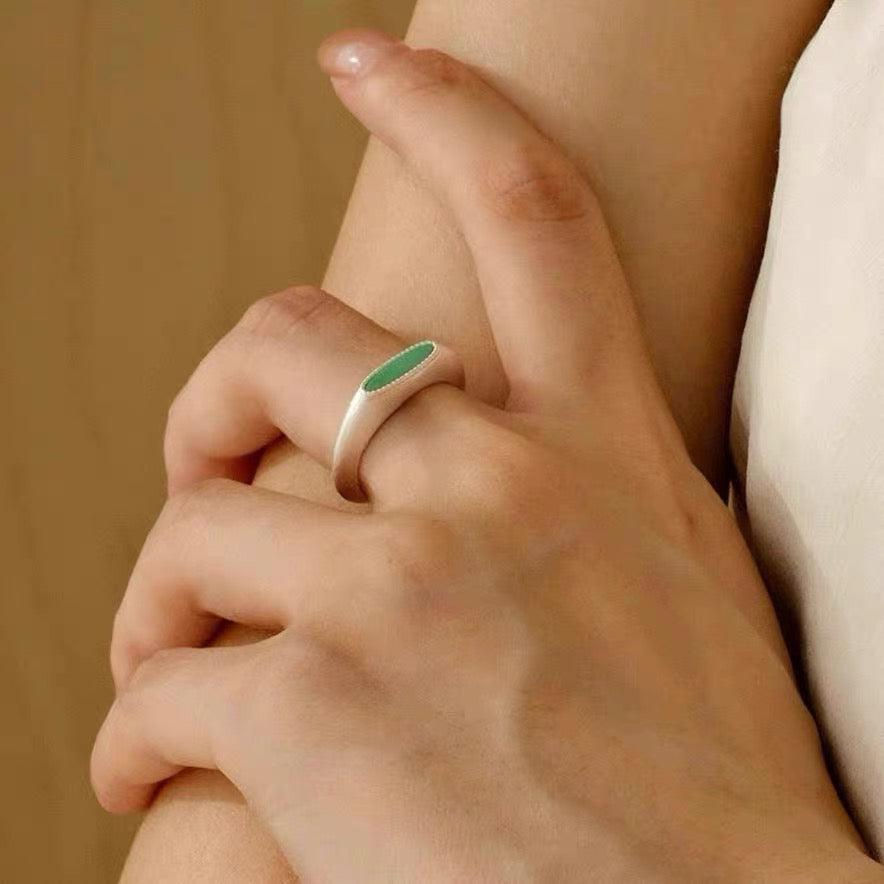 Soft Ridge Natural Gemstone Ring