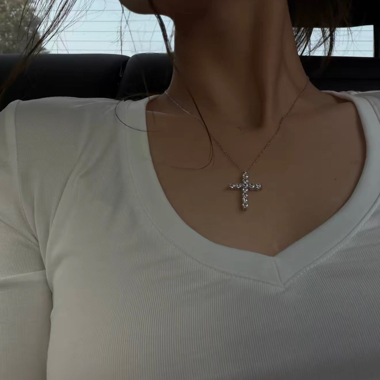 Zircon Cross Pendant Necklace
