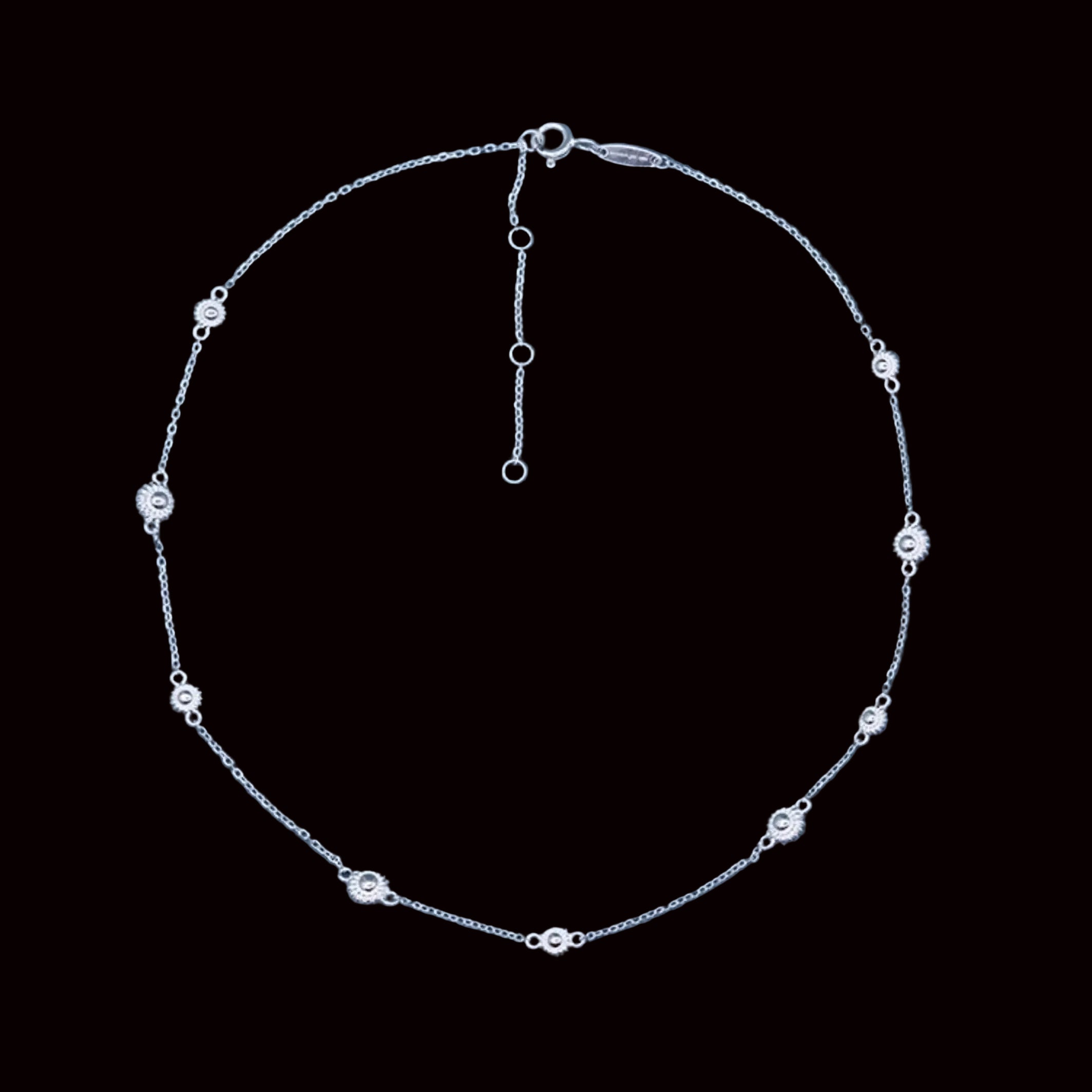 Silver Bloom Tassel Necklace (Short)