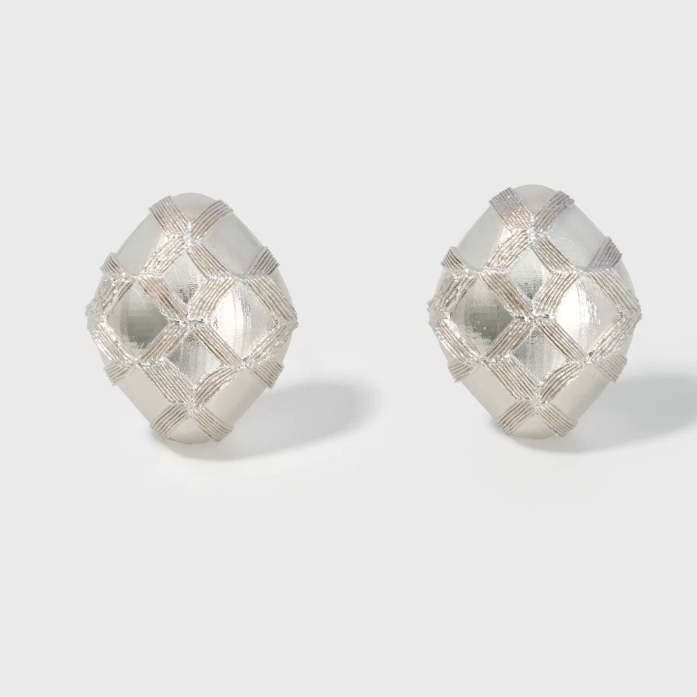 Vintage Diamond-Pattern Statement Earrings